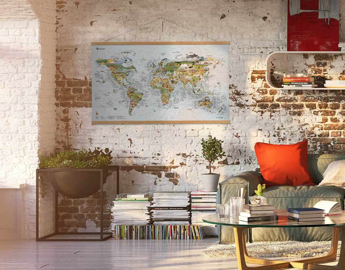 Surfspots weltweit - Surftrip Karte an der Wand - Awesome Maps